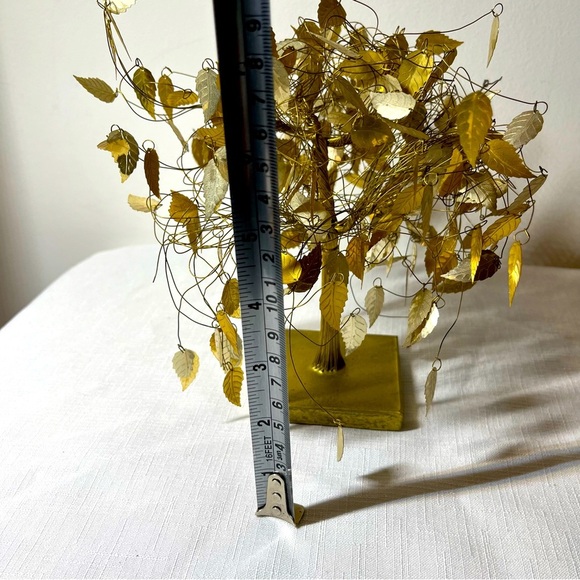 MCM DREAM TREE TWISTED WIRE SCULPTURE GOLD LEAVES. Vintage - Picture 5 of 7